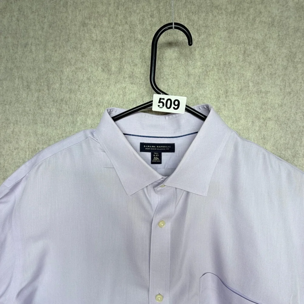 Banana Republic Dress Shirt Mens XXL Tall Purple Non-Iron Classic Fit 2XLT